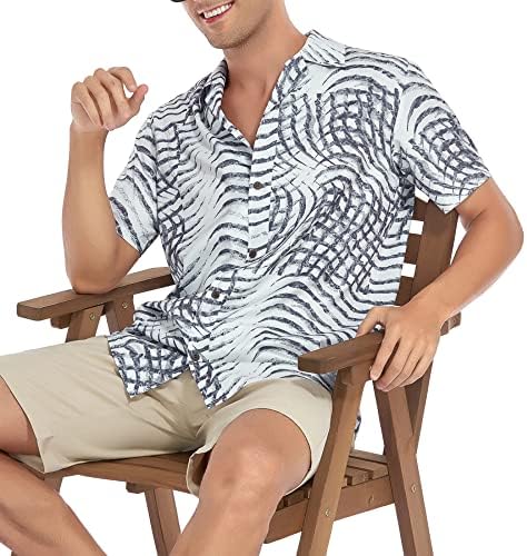 Zando Обикновена Хавайска Риза за Мъжете, Забавни Хавайски Ризи с Къс Ръкав и Принтом, Плажни Ризи, Ежедневни Летни
