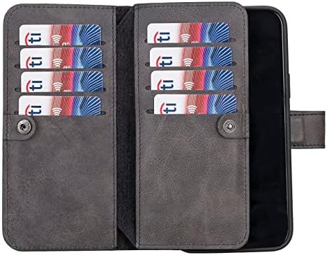 Чанта-портфейл ръчно изработени от естествена кожа премиум-клас HARDISTON за iPhone 14 Plus е Съвместим с MagSafe - Двойни поставки за картички-Фолио - Подвижна магнитна флип-надо