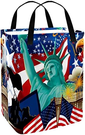 Статуята на Свободата, е на Американския Флаг, Печат на Орел, Сгъваема Кошница за Дрехи, 60Л, Водоустойчив Кошници за Бельо, Кошница за Дрехи, Играчки за Съхранение на