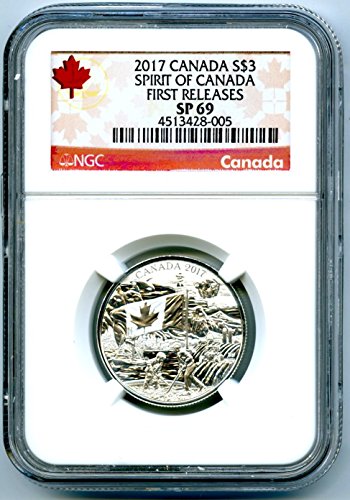 2017 Кралския монетен двор на Канада Canada, Spirit of Canada за Първи път пуска СРЕБРО Проба за Доказване на стойност $ 3 SP69 NGC