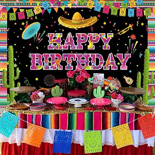 Негик Мексиканска Фиеста Украса за Парти в чест на рождения Ден на Фона на Кактус Китара Цветни Знамена Цветен Фон За Снимки Синко Де Майо Парти 5x3 фута Покривки Бан