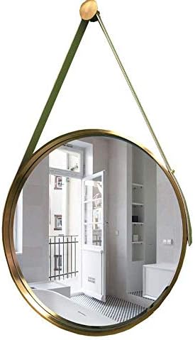 HTLLT Козметично огледало за грим Стенно Огледало от месинг Goldnord | Декоративно Кръгло Входно огледало | Огледало