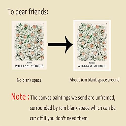 Gzzvba Уилям Морис Ботаническата Платно Стенно Изкуство Комплект от 3 теми Реколта Плакати с Цветния пазар за Стая