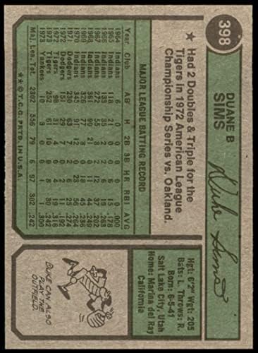 1974 Topps # 398 Duke Sims Ню Йорк Янкис (Бейзболна картичка) Ню Йорк Янкис