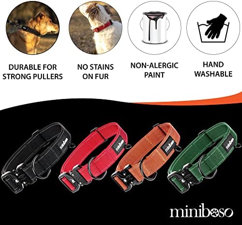 Черен нашийник Miniboso за големи кучета с висока товароносимост - Быстросъемный нашийник за кучета - Регулируем