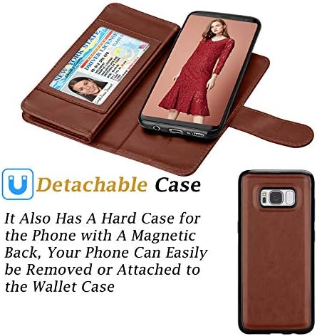 Чанта-портфейл Tinysaturn Samsung Galaxy S8, една Чанта-портфейл Samsung S8, една Чанта-портфейл от Изкуствена кожа, Магнитна флип-надолу Стойка, Защитен калъф с 9 Притежатели на карт