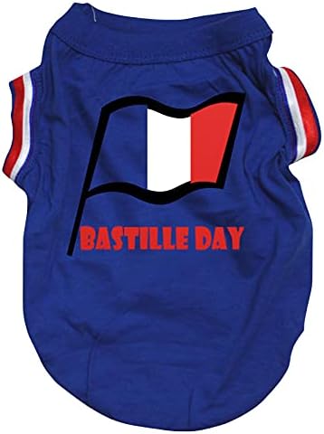 Тениска за кученце Petitebella France в Деня на Превземането на Бастилията (син X-Small)