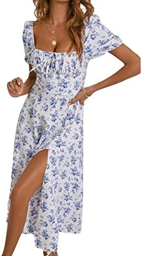 FQZWONG Летни Рокли за Жените 2023 Елегантни Вечерни Модни Клубни Дълги Sundresses Модни Макси Секси Плажни Дрехи