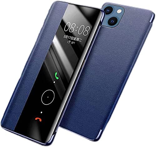 Калъф RAYESS за iPhone 14/14 Plus/14 Pro/14 Pro Max, Прозрачен защитен калъф за вашия телефон от кожата бизнес-клас Премиум с панти капак, който е съвместим с безжична зареждане (Цвят: