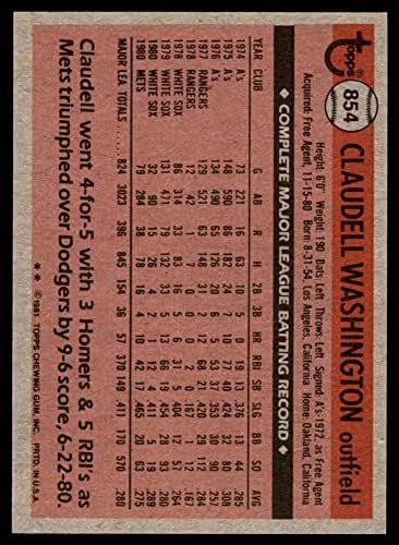 1981 Topps 854 Т Клауделл Вашингтон, Атланта Брейвз (Бейзболна картичка) Ню Йорк/MT Braves